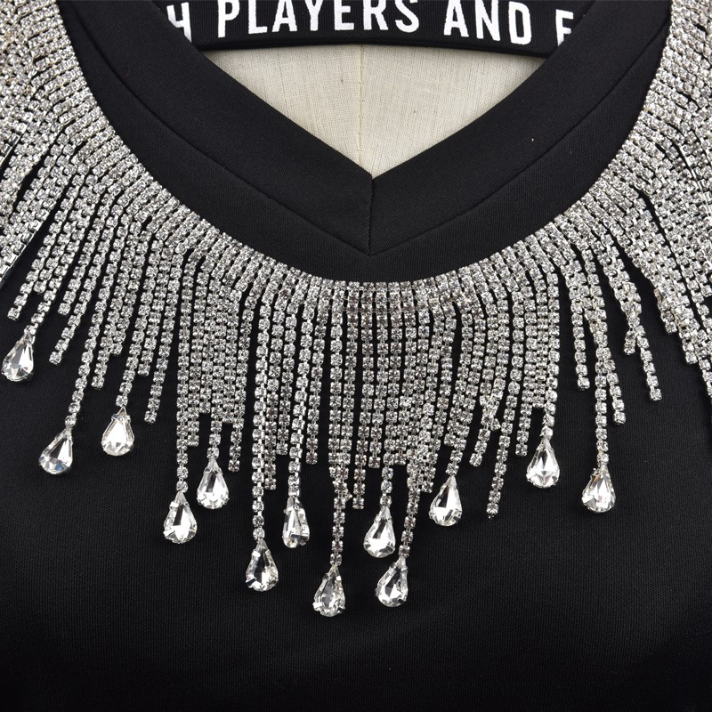 Chuỗi Hạt Thủy Tinh Tua Rua 45cm Đính Đá Pha Lê Dành Cho Trang Trí Váy Cưới