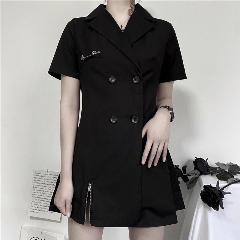 (Hàng Đẹp)Ảnh thật 4 hình cuối-HC307.Áo retro cổ vest dáng dài kèm đai phong cách Harajuku