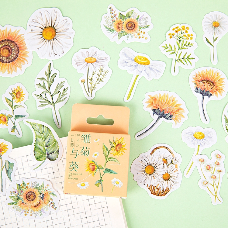 Set 45 Miếng Dán Trang Trí Hình Hoa Xinh Xắn