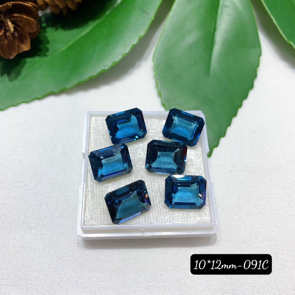 Mặt Đá Topaz London Xanh Đủ Size Chữ nhật, Giọt Nước