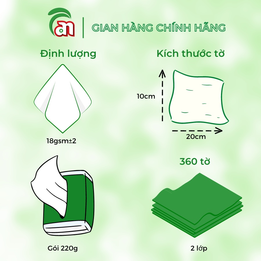 Combo 5 Gói Khăn Giấy Rút ORI 2 Lớp Gói 360 Tờ