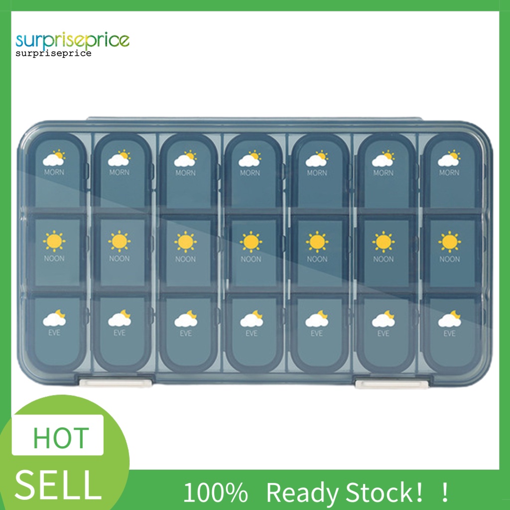 SPA Lidded Pill Holder 7-day Vitamin Pills Organizer Reusable Household Supplies