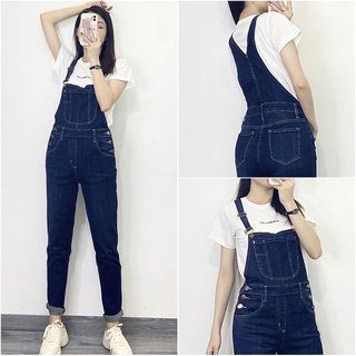 Quần Yếm Overall Jeans nữ cao cấp màu xanh đậm thời trang thương hiệu Five Jeans