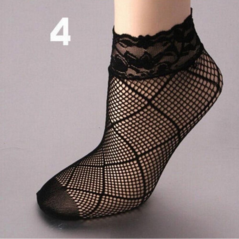 Tất Lưới Nữ Màu Đen Phối Ren