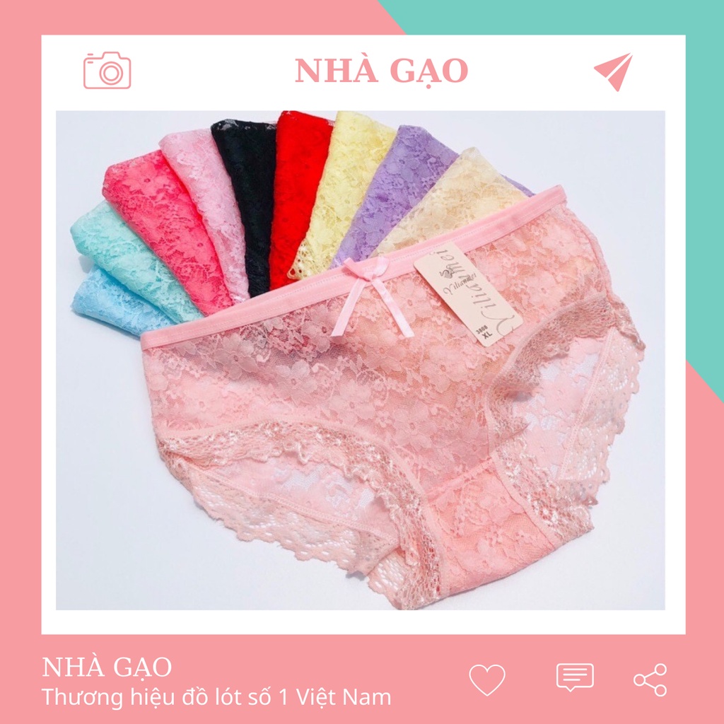 Quần Lót Ren Nữ Sexy Không Viền Siêu Mềm Thoáng Mát Cao Cấp NHÀ GẠO Quần Chip Ren Nữ Mỏng