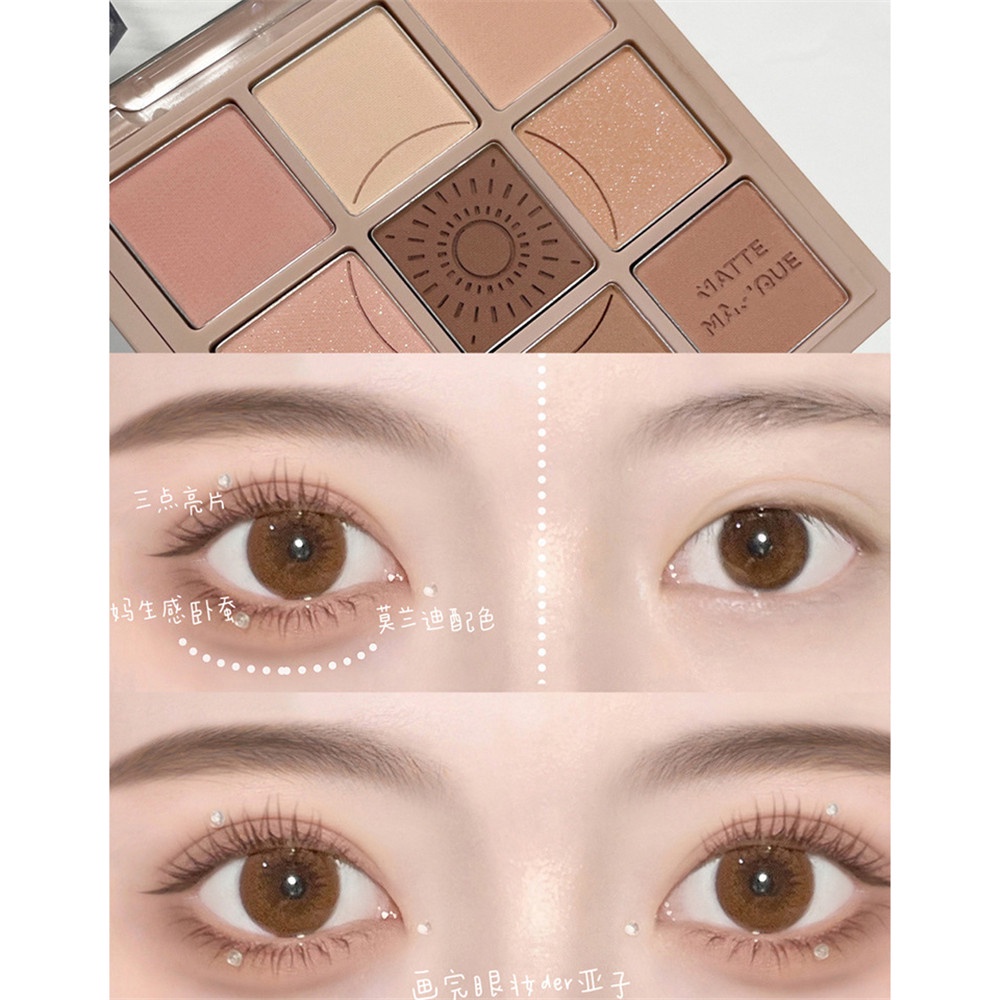 [Hàng mới về] Bảng Phấn Mắt 9 Màu Hiệu Ứng Lì / Ánh Ngọc Trai Sang Trọng Chống Thấm Nước Tiện Lợi Cho Người Mới