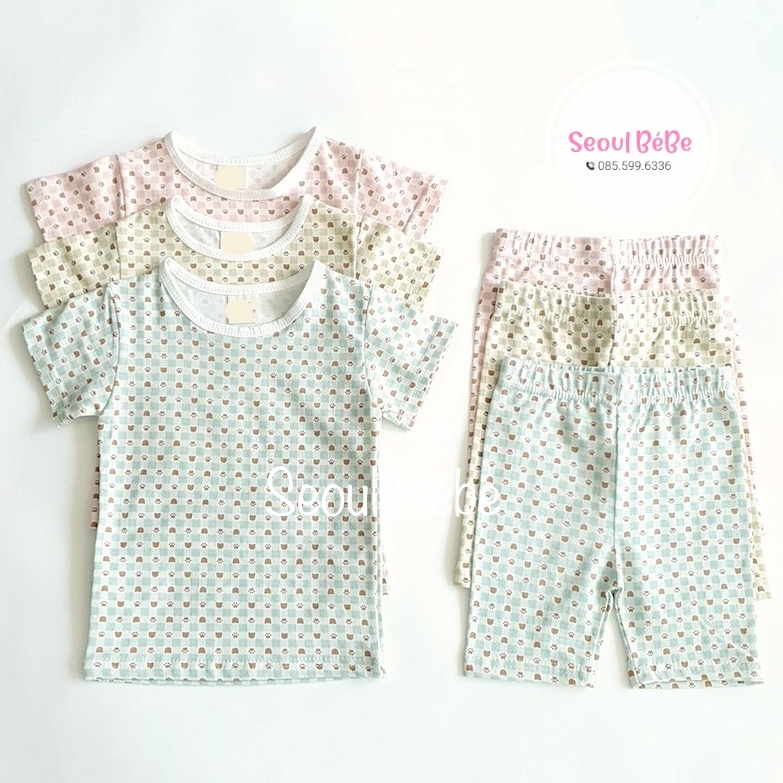 Bộ mặc nhà hoạ tiết cộc tay homewear nội địa Hàn cho bé gái 6-19kg hè 2022