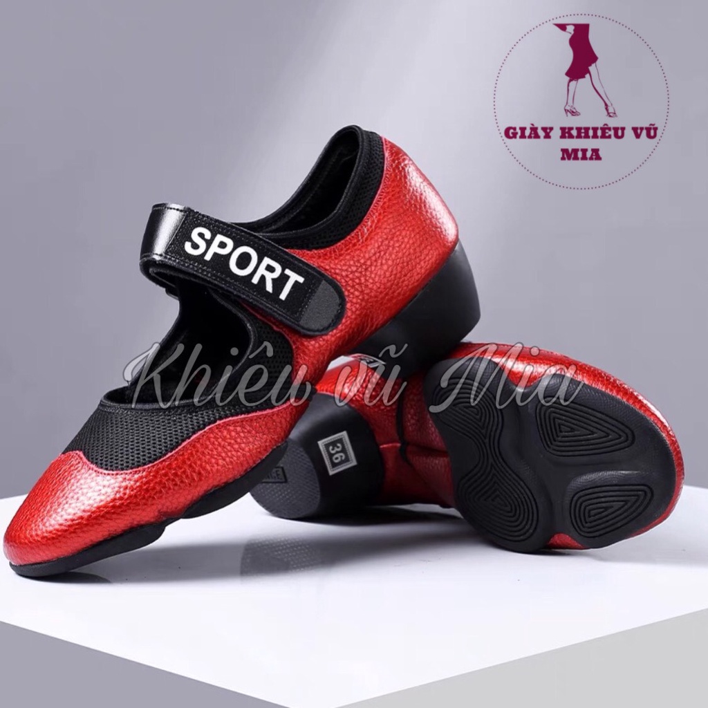 Giày Khiêu Vũ Đa Năng Quai Dán Pha Da