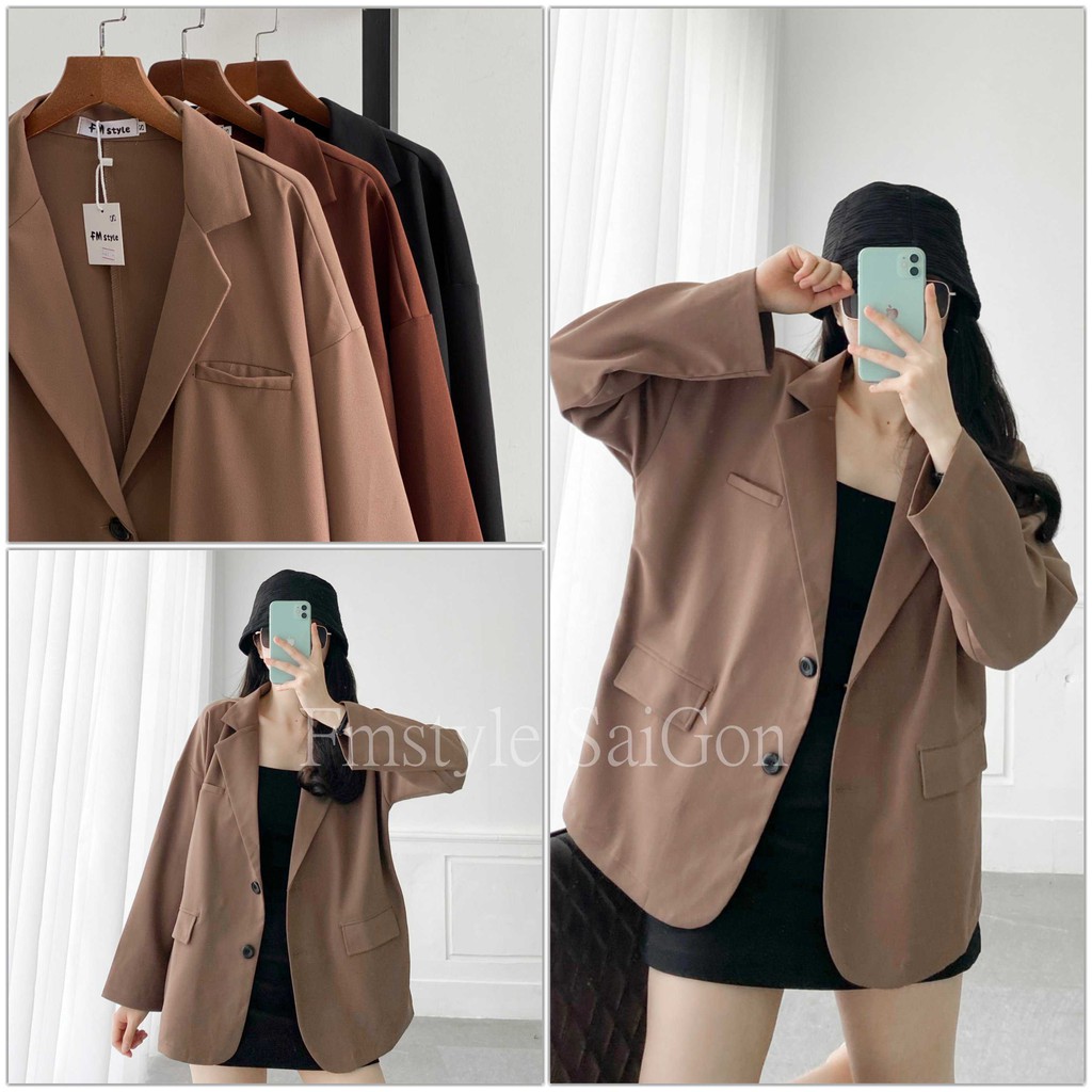 Áo khoác blazer nữ VM STYLE hàn quốc, áo vest tay dài 2 túi nắp ulzzang thời trang 22KV04PU1901