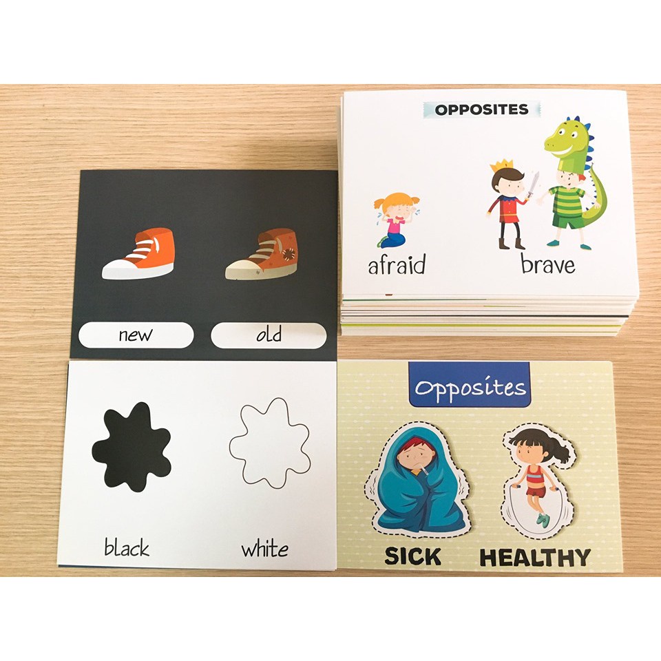 Bộ đẹp - Full Colours - Thẻ Flashcard - Bộ đẹp thẻ từ trái nghĩa - Opposite