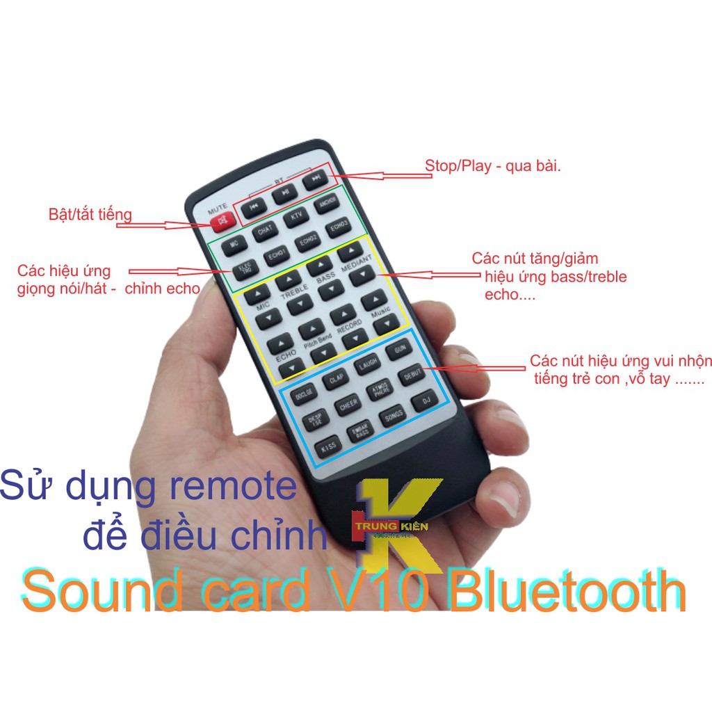 SOUND CARD V10 BLUETOOTH THU ÂM VÀ HÁT LIVE TÍCH HỢP PIN