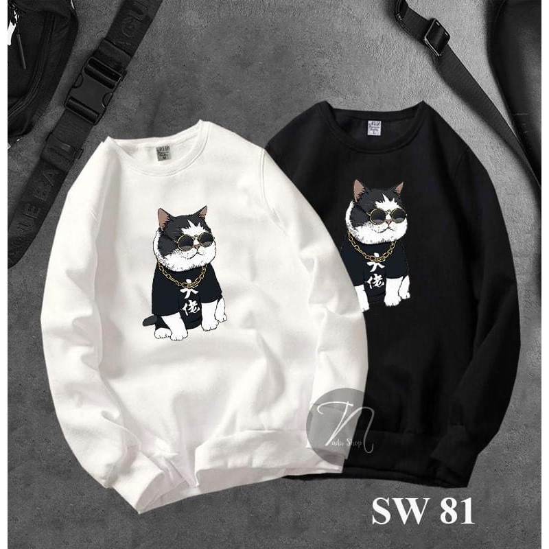 ÁO SWEATER ĐÔI HÌNH MÈO SIÊU NGẦU chất NỈ DA CÁ XỊN ĐẸP. ĐỘC LẠ ÁO ĐÔI