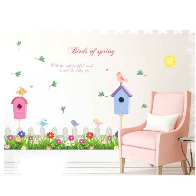 Decal trang trí chân tường hoa