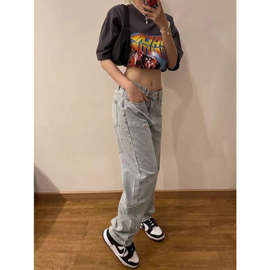 Quần Jean Vẩy Sơn PLAYAZ Paint Splatter Jeans - Light Blue