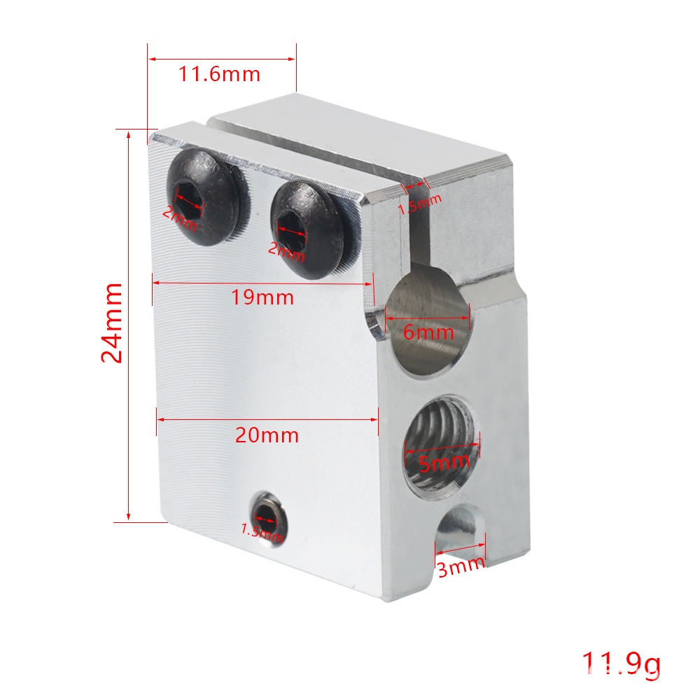 Block nhôm gia nhiệt E3D Volcano gắn cảm biến NTC bọc thép PT100 và loại thường dành cho máy in 3D