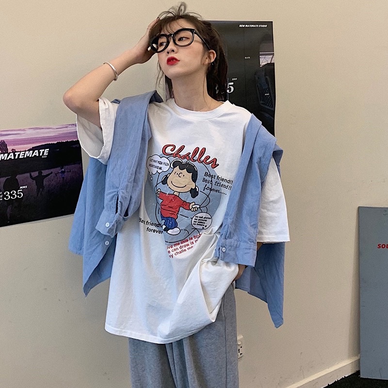 Áo phông nam nữ, áo thun tay lỡ shopcossi chất cotton in hình challer