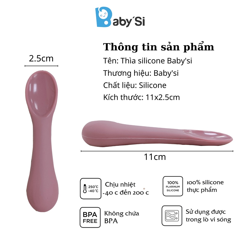 Thìa Silicon Cho Bé, Muỗng Silicon Cho Bé Ăn Dặm Babysi
