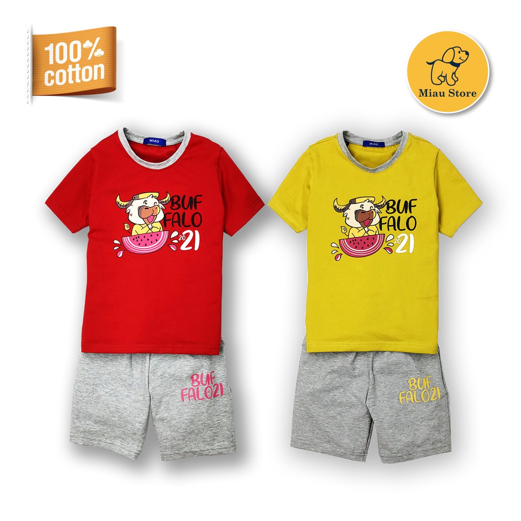 Quần Áo Trẻ Em, Đồ Bộ Bé Trai Mặc Tết Tân Sửu, Thun Cotton 100% Cho Bé Từ 6 Tháng Đến 12 Tuổi