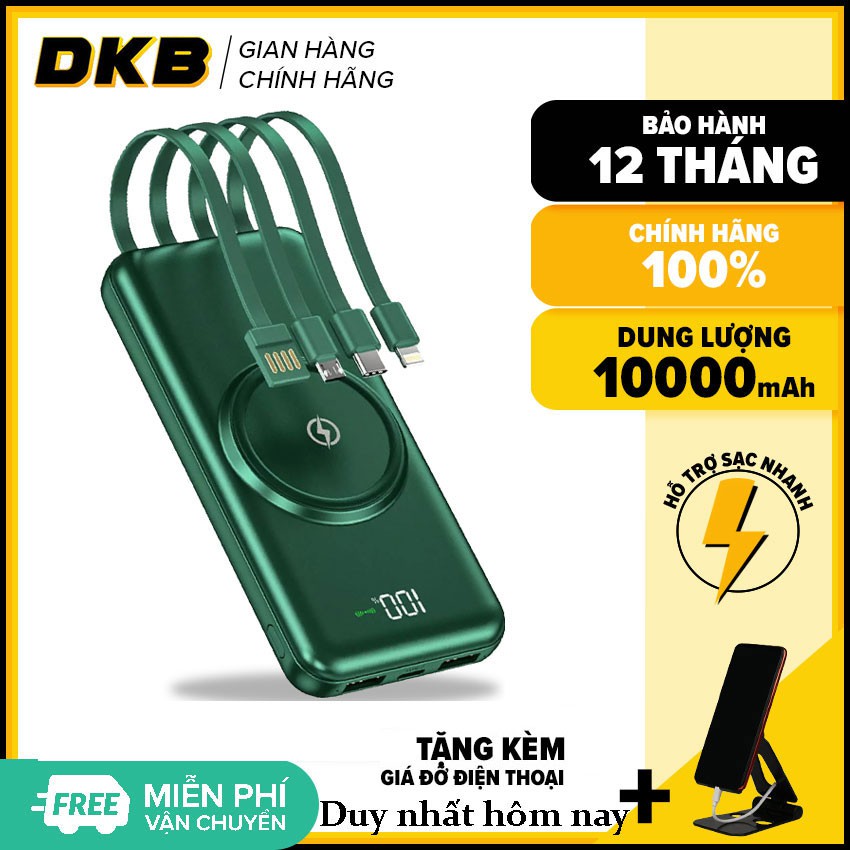 Sạc dự phòng DKB 6 in 1 sạc cùng lúc 6 thiết bị tích hợp sạc không dây bảo hành 6 tháng