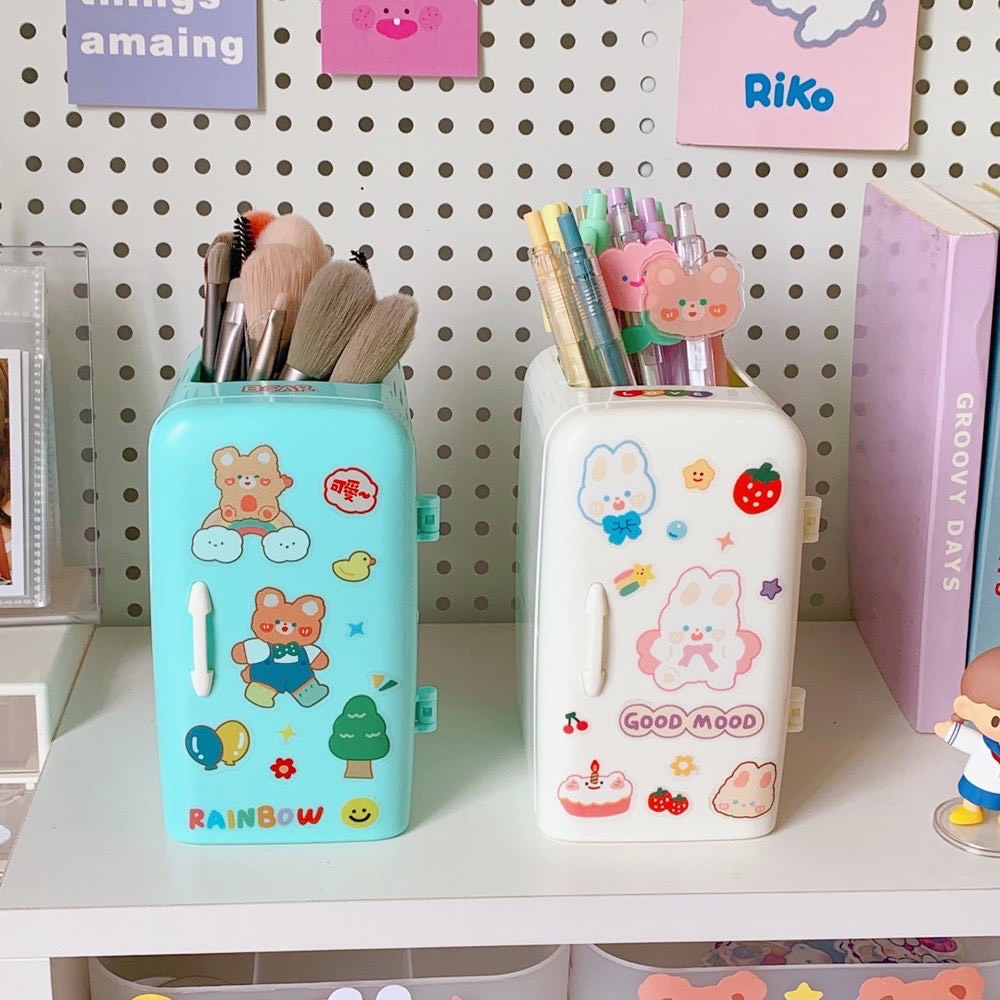 Hộp bút hình tủ lạnh có ngăn kéo đáng yêu TẶNG STICKER, ống cắm bút Nago Store