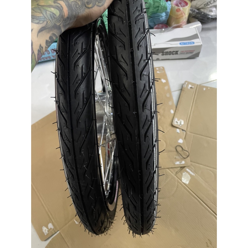 Bộ CDN dành cho wave và dream căm osaka đùm crom niềng nhôm đen solute  kèm má crom full vỏ ruột 60/90 và 70/90