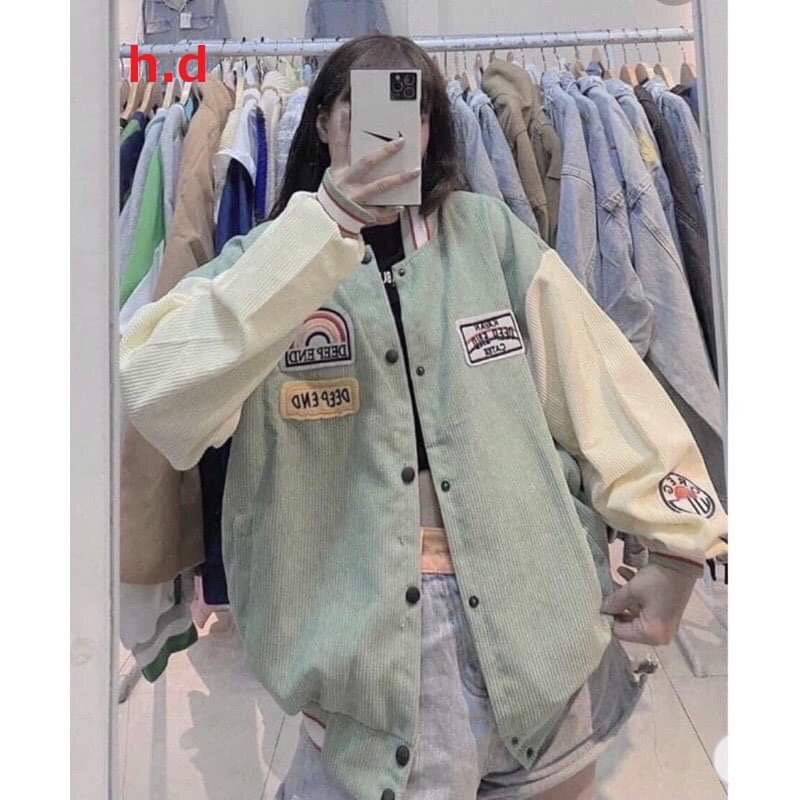 Áo khoác Bomber Cầu vồng Deep cúc bấm nam nữ🍀Jacket Unisex 🌸Chất nhung tăm🍀 Form <55kg