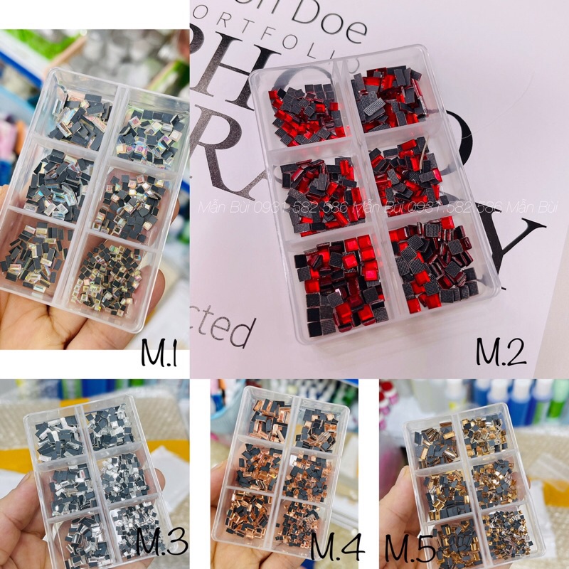 Khay đá chân bằng mix màu mix size đính móng- phụ kiện nail