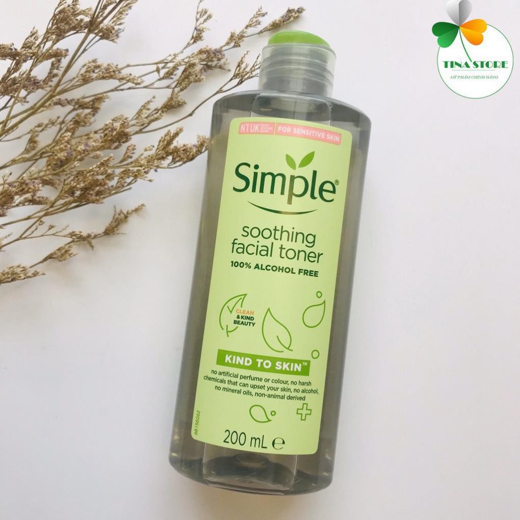 [Chính Hãng]Nước Hoa Hồng Soothing Facial Toner Simple cân bằng ẩm cho da 200ml