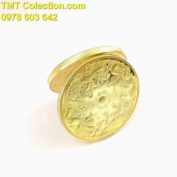 Xu Long Phụng Vàng; Màu vàng; đường kính của mỗi đồng xu là 4cm - SP000374