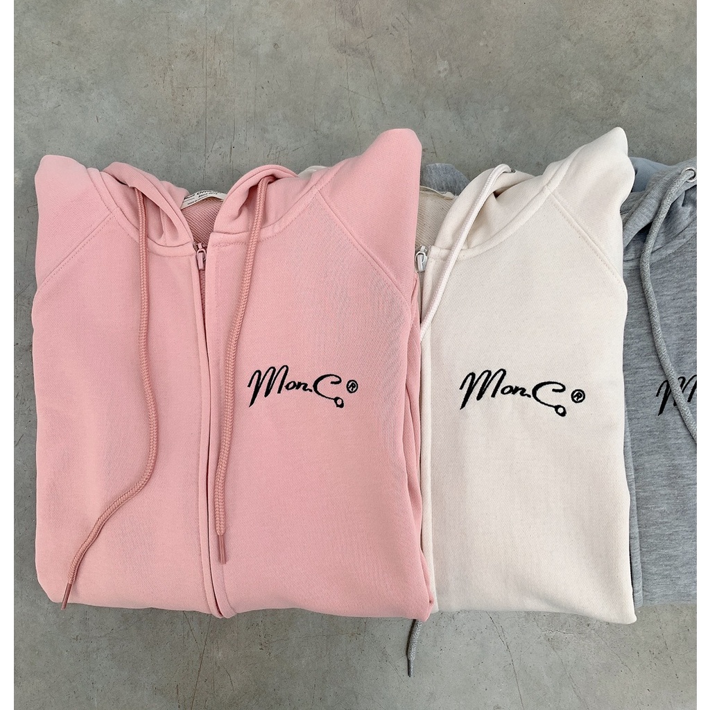 SS0341 Áo khoác - hoodie zip nỉ cua dày dặn chống nắng thêu MON.CO 4 màu