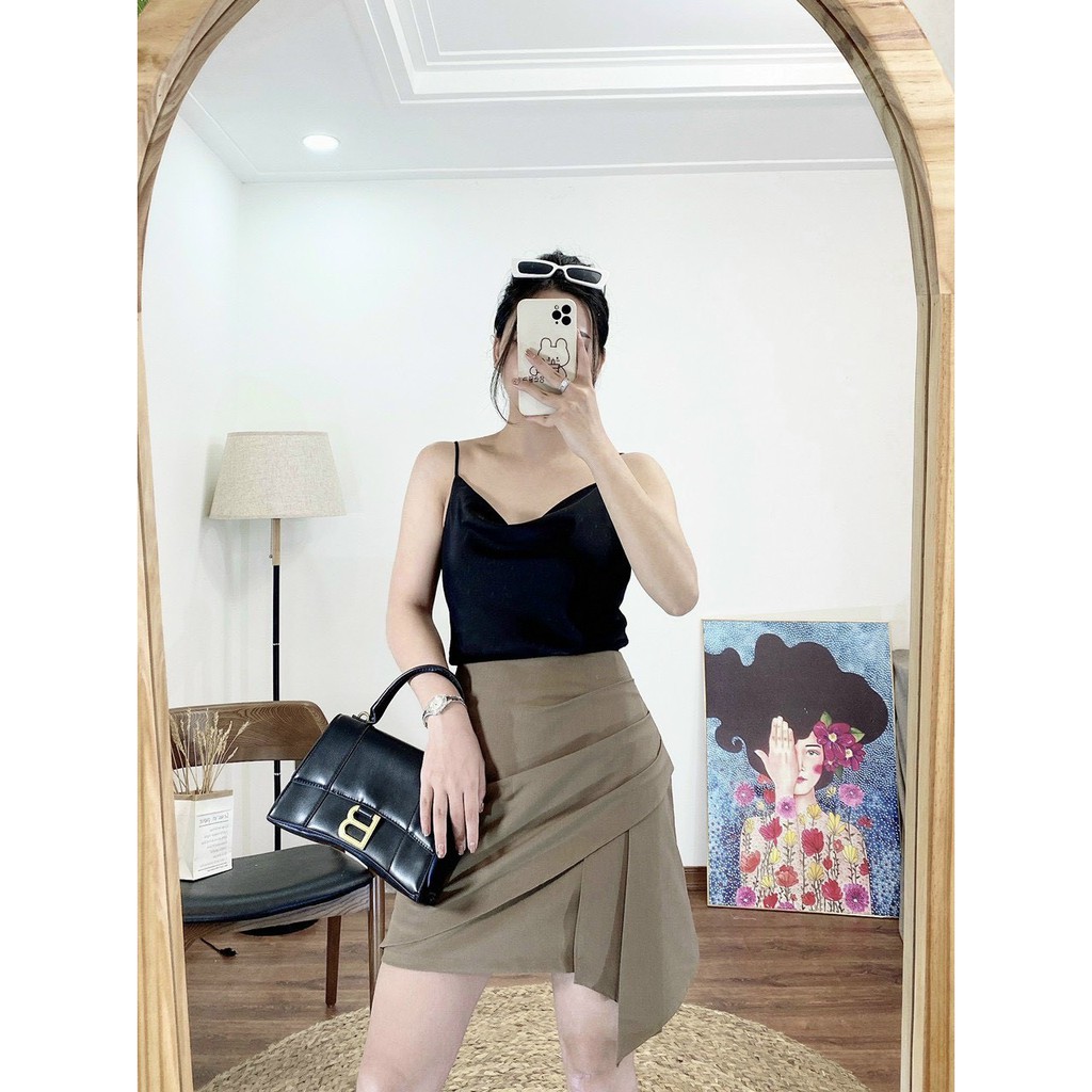 Chân váy chữ A vạt chéo xếp ly | BigBuy360 - bigbuy360.vn
