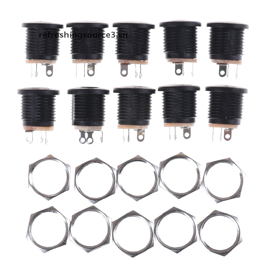 Set 10 Đầu Cắm Nguồn DC 022 2.1x5.5 mm PCB Chuyên Dụng Đen