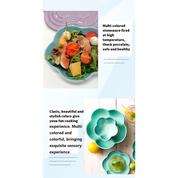 Đĩa hoa sâu lòng Le Creuset, chất liệu gốm sứ, dùng đựng các món ăn, trang trí decor bàn ăn