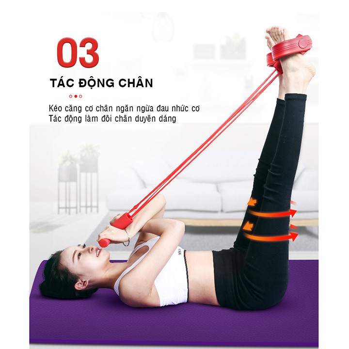 Dây kéo đàn hồi 4 ống cao su tập thể dục, tập Gym tại nhà tập toàn thân nâng cao sức khỏe TT&amp;GĐ