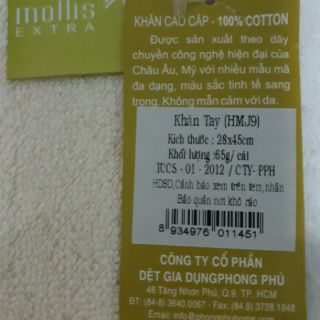 Khăn tay mollis HMJ9 28*45cm