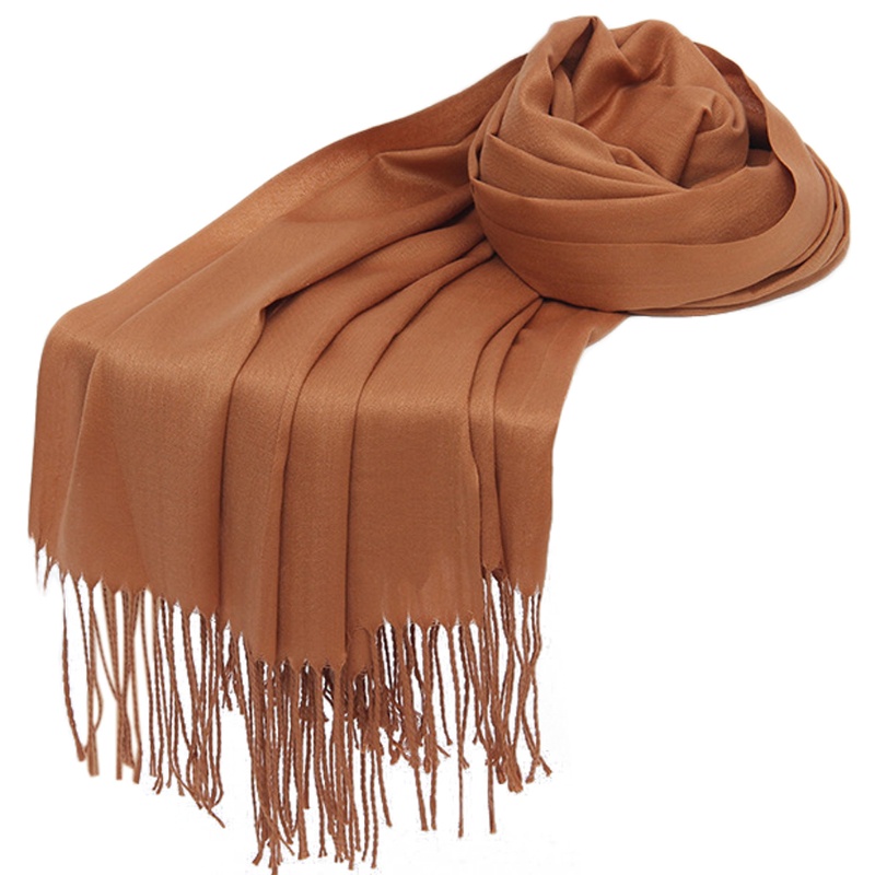 Khăn Choàng Dài Màu Trơn Đính Tua Rua Thời Trang Cho Nữ