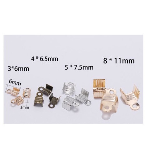 50 cái kẹp 2 lá nối đầu khoá làm vòng tay , vòng cổ vân sọc dùng cho dây size 3-4-5mm