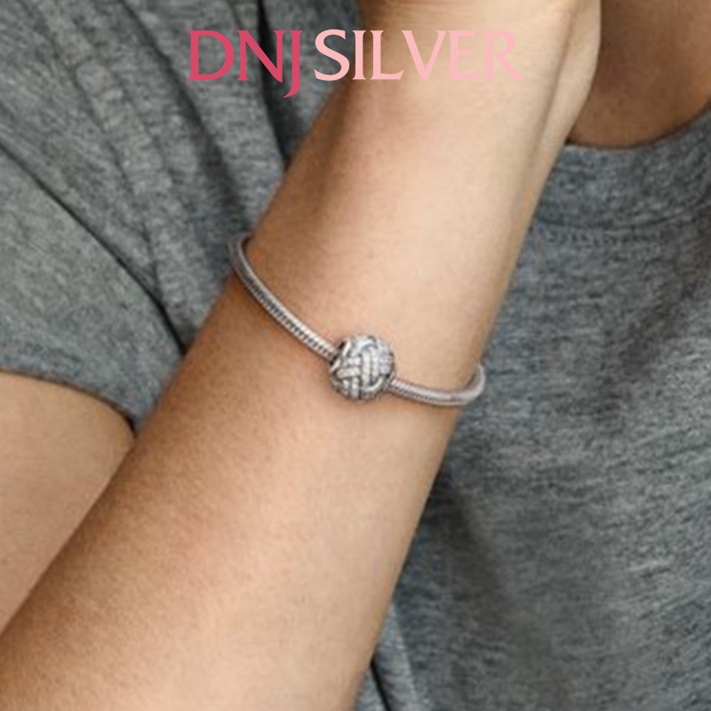 Charm bạc 925 cao cấp, hàng chuẩn bạc - Charm Sparkling Love Knot thích hợp để mix vòng tay charm - DN194