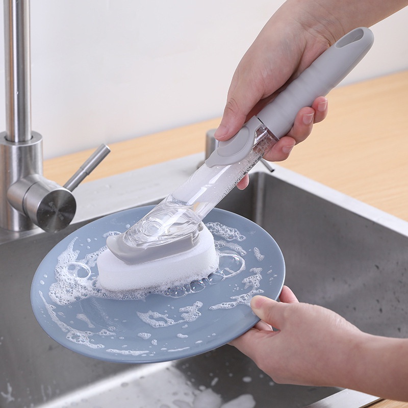 1 Bộ Bàn Chải Cọ Rửa Xoong Nồi Đầu Xốp Tay Cầm Dài Khử Trùng Đa Năng Cho Nhà Bếp Nhà Tắm