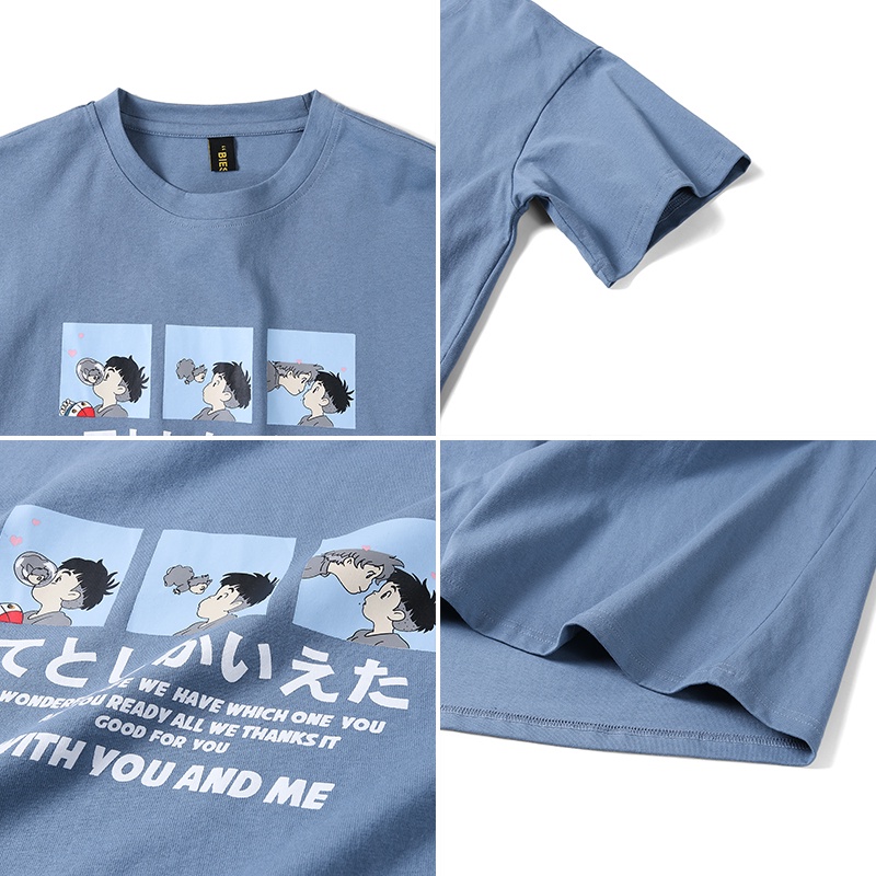 Áo Thun Tay Ngắn Cổ Tròn Đơn Giản Thời Trang Dành Cho Cặp Đôi