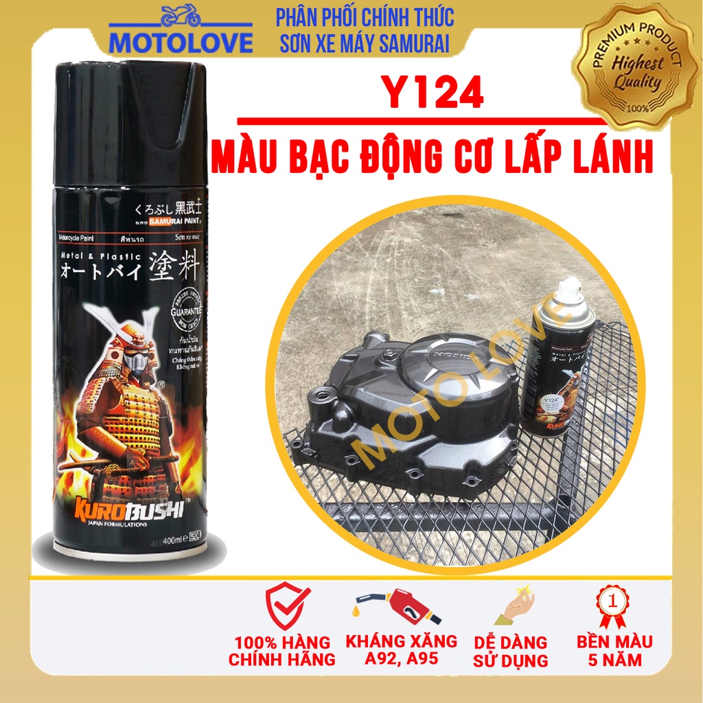 combo Sơn samurai màu bạc sẫm lấp lánh Y124* loại 2k chuẩn quy trình độ bền màu 5 năm gồm 3 chai 2k01 - y124 -2k04