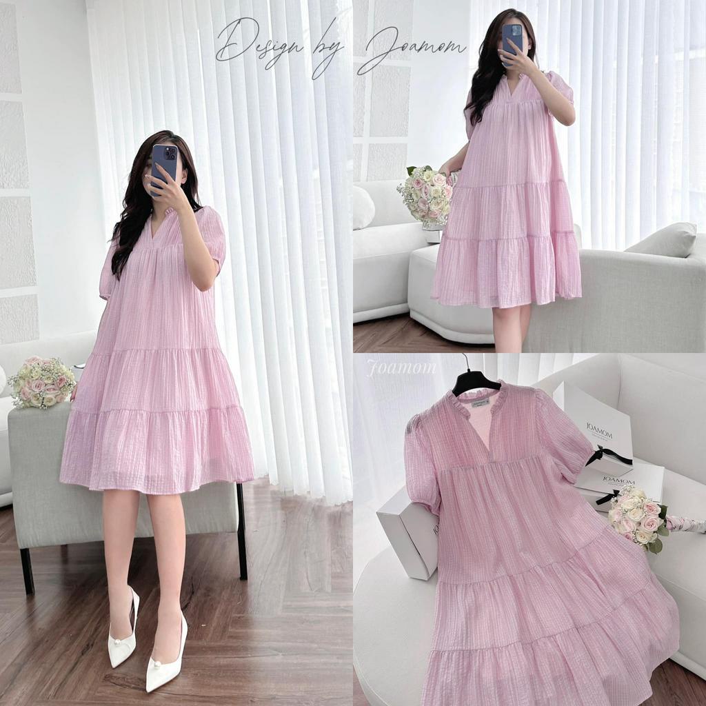 Váy đầm bầu xòe thiết kế phù hợp đi chơi, du lịch, đi làm Joamom V322