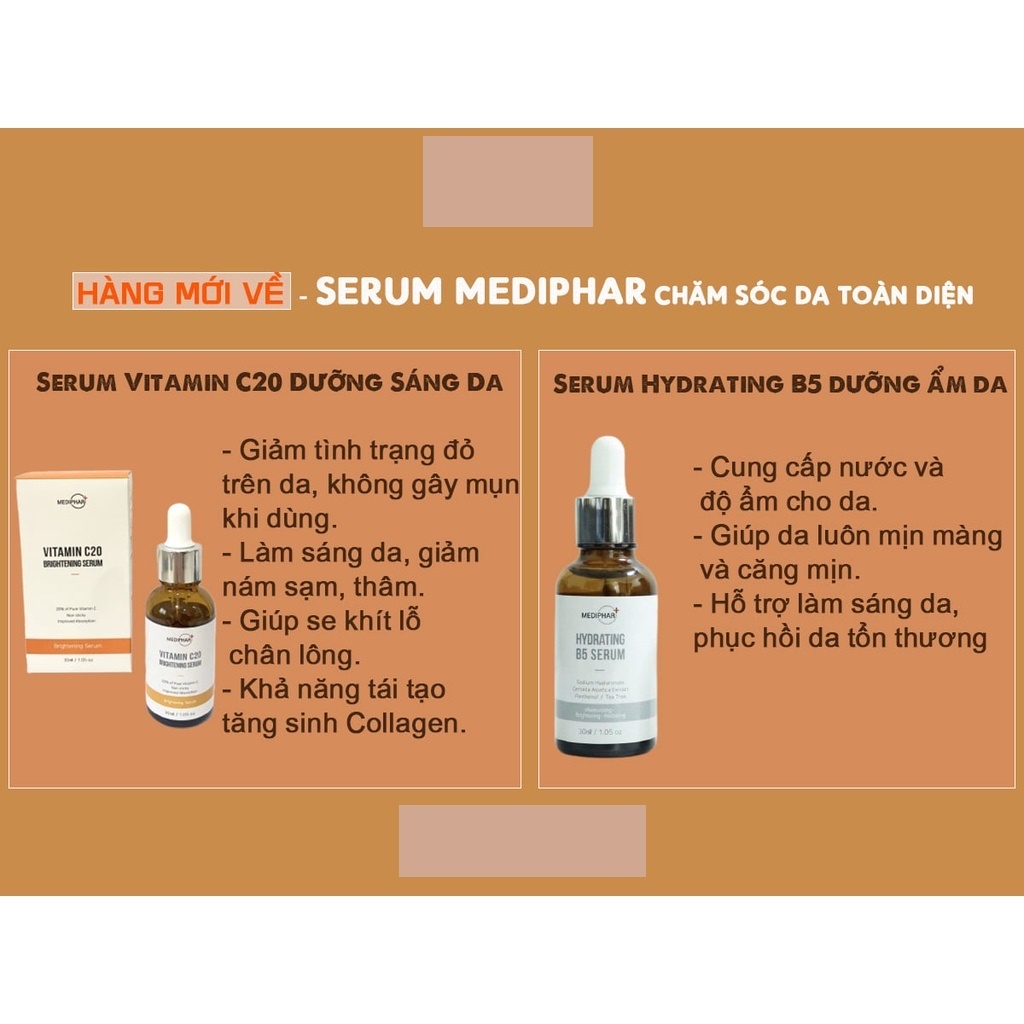 HÀNG NHẬP KHẨU - Serum MEDIPHAR+ VITAMIN C 20 BRIGHTENING SERUM Dưỡng Trắng Sáng Da, Giảm Thâm Nám Sạm Da, Chống Lão Hóa