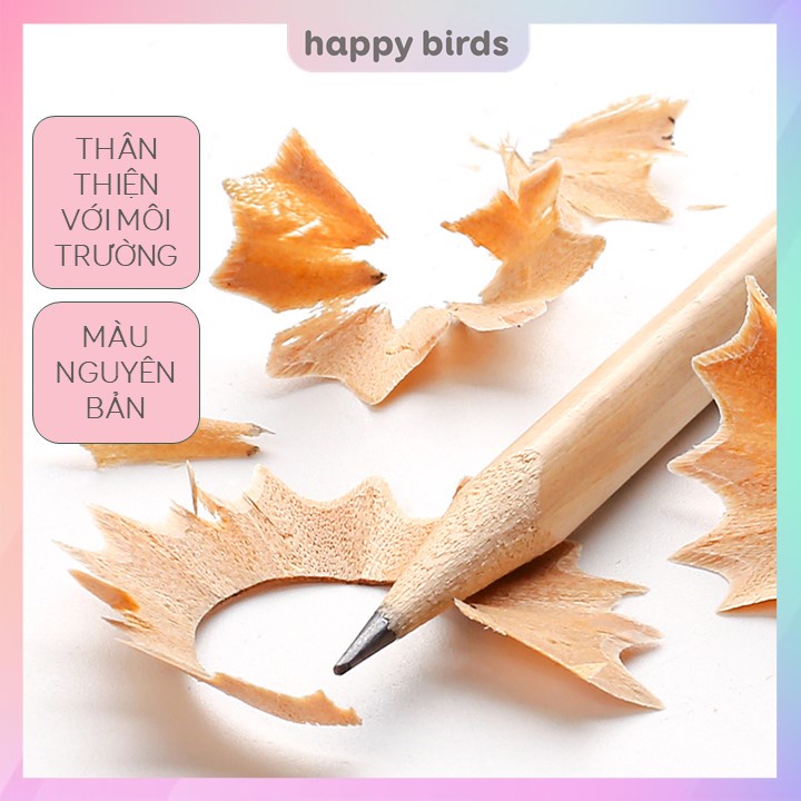Bút chì HB gỗ ghi chép vẽ chân dung thân gỗ trơn thô thân thiện với môi trường - The Happy Birds