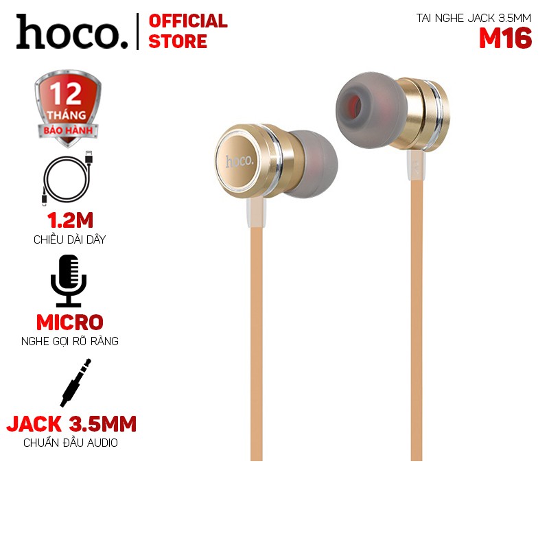 Tai nghe Hoco M16 dài 1.2m- Dành cho thiết bị hỗ trợ jack 3.5mm