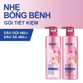 [Mã PG2112B giảm 8% đơn 199K] Bộ dầu gội & xả Rejoice Micellar nhẹ bồng bềnh 480ml/ chai