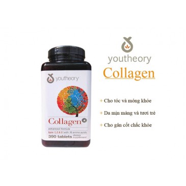 Viên Uống Bổ Sung Collagen Youtheory Collagen Plus Biotin 390 viên - viên uống đẹp da chống lão hoá &amp; biotin