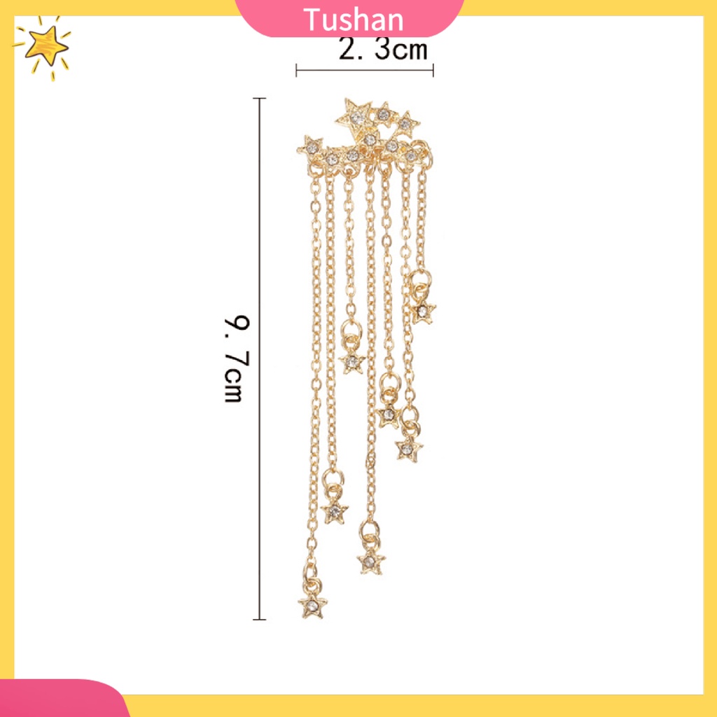 Khuyên tai chuỗi hình ngôi sao đính đá long lanh xinh xắn