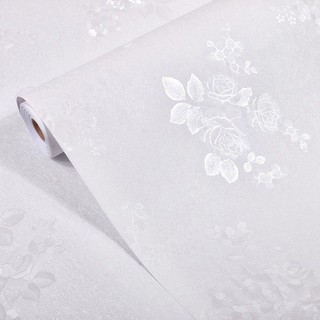 Giấy dán tường trắng có hoa nổi 3D [HÀNG CAO CẤP] Giấy dán tường có keo sẵn bóc dán