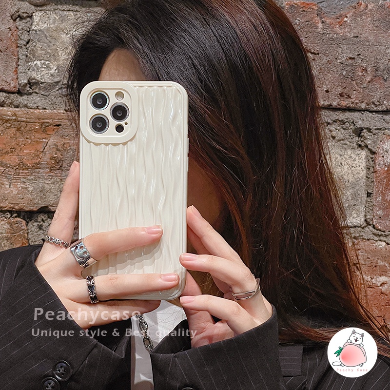 Ốp Điện Thoại TPU Dẻo Họa Tiết Kẻ Sọc Màu Be Bảo Vệ Camera Cho iPhone 14 13 12 Mini Pro Max 11 Xr Xs Max X 13Mini